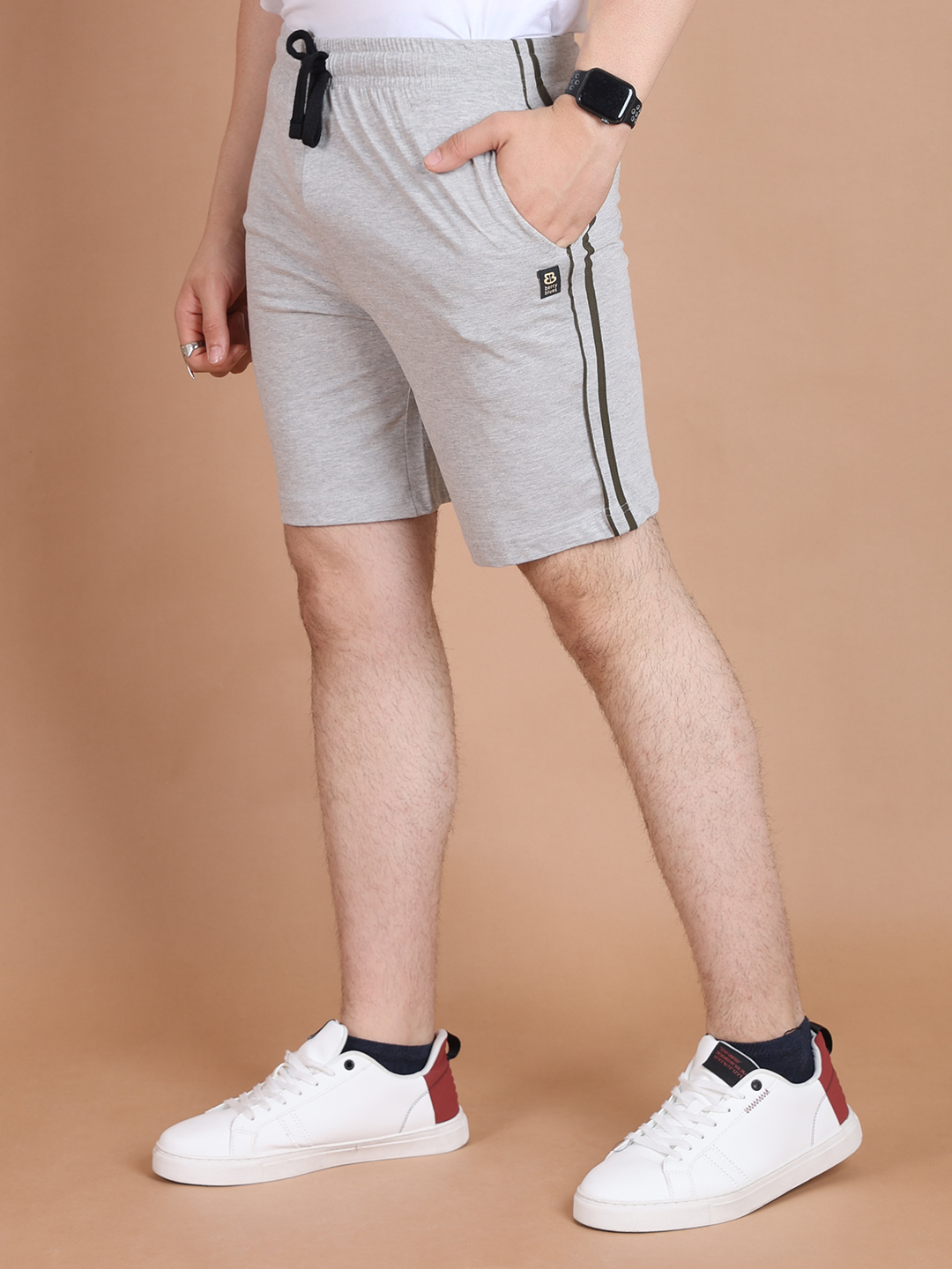 BASIC BERMUDA SHORTS - GREYMELANGE