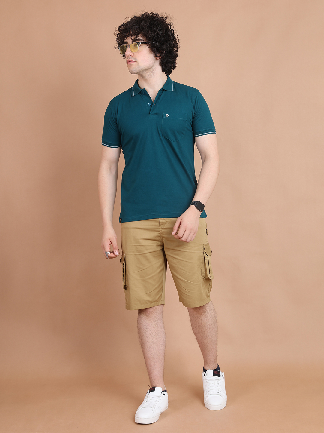 BASIC POLO NECK HALF SLEEVE - BOTTLEGREEN