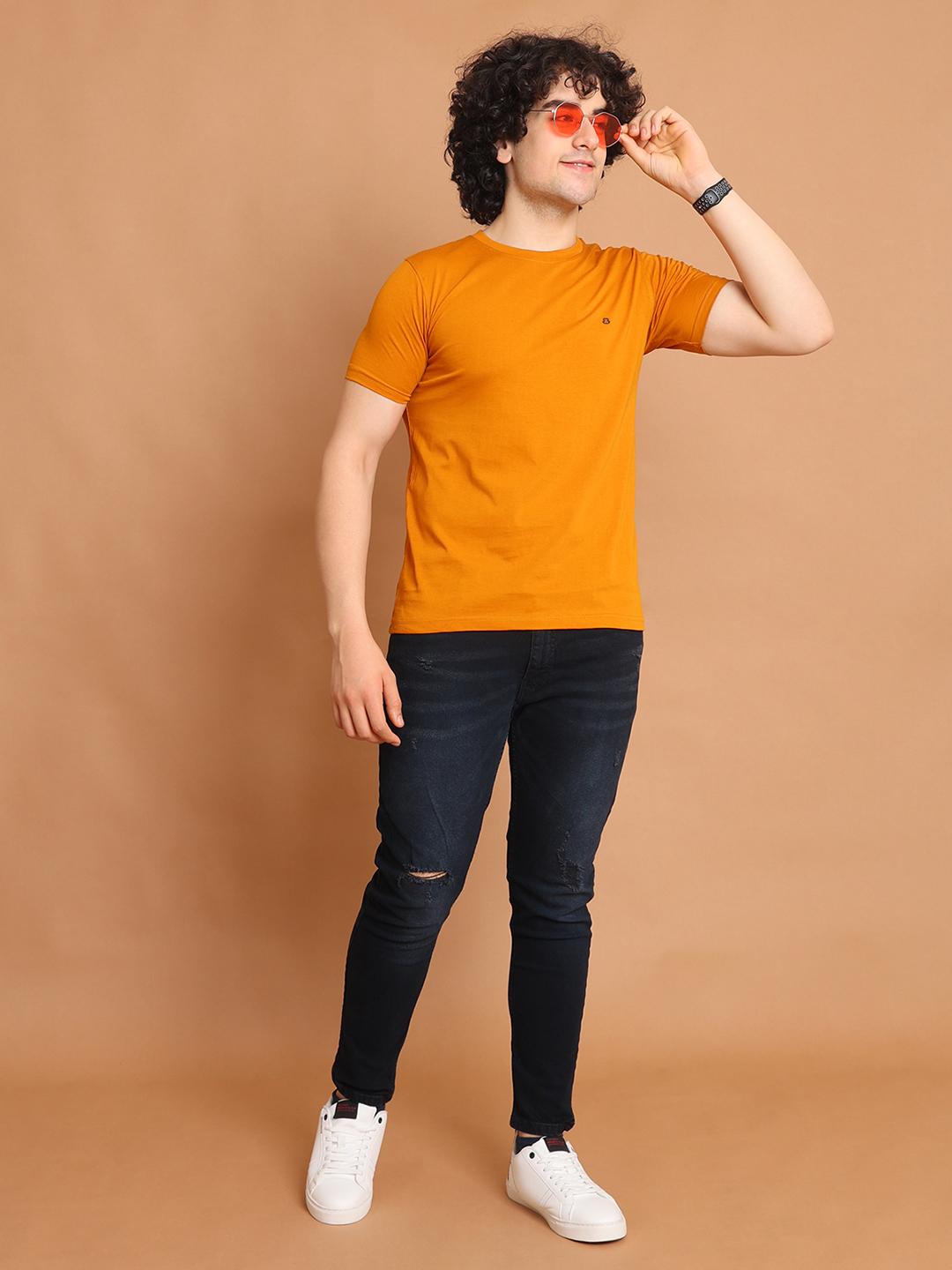 BASIC ROUND NECK HALF SLEEVE - PEANUTBROWN