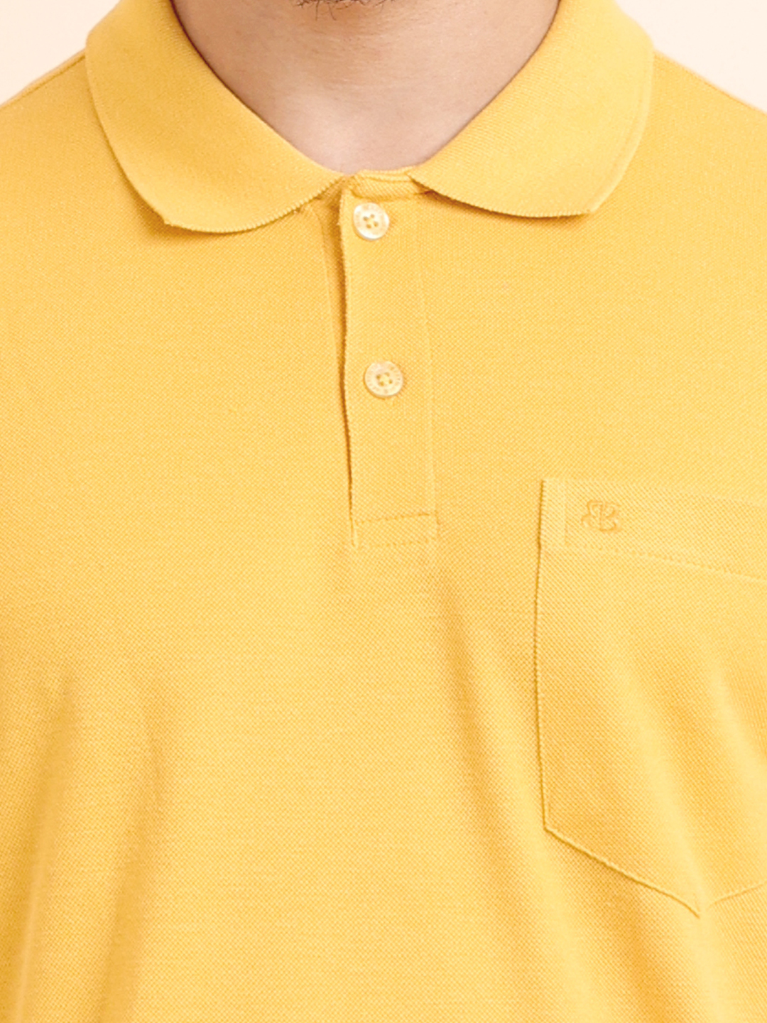 BASIC POLO NECK HALF SLEEVE TSHIRT - MUSTARD