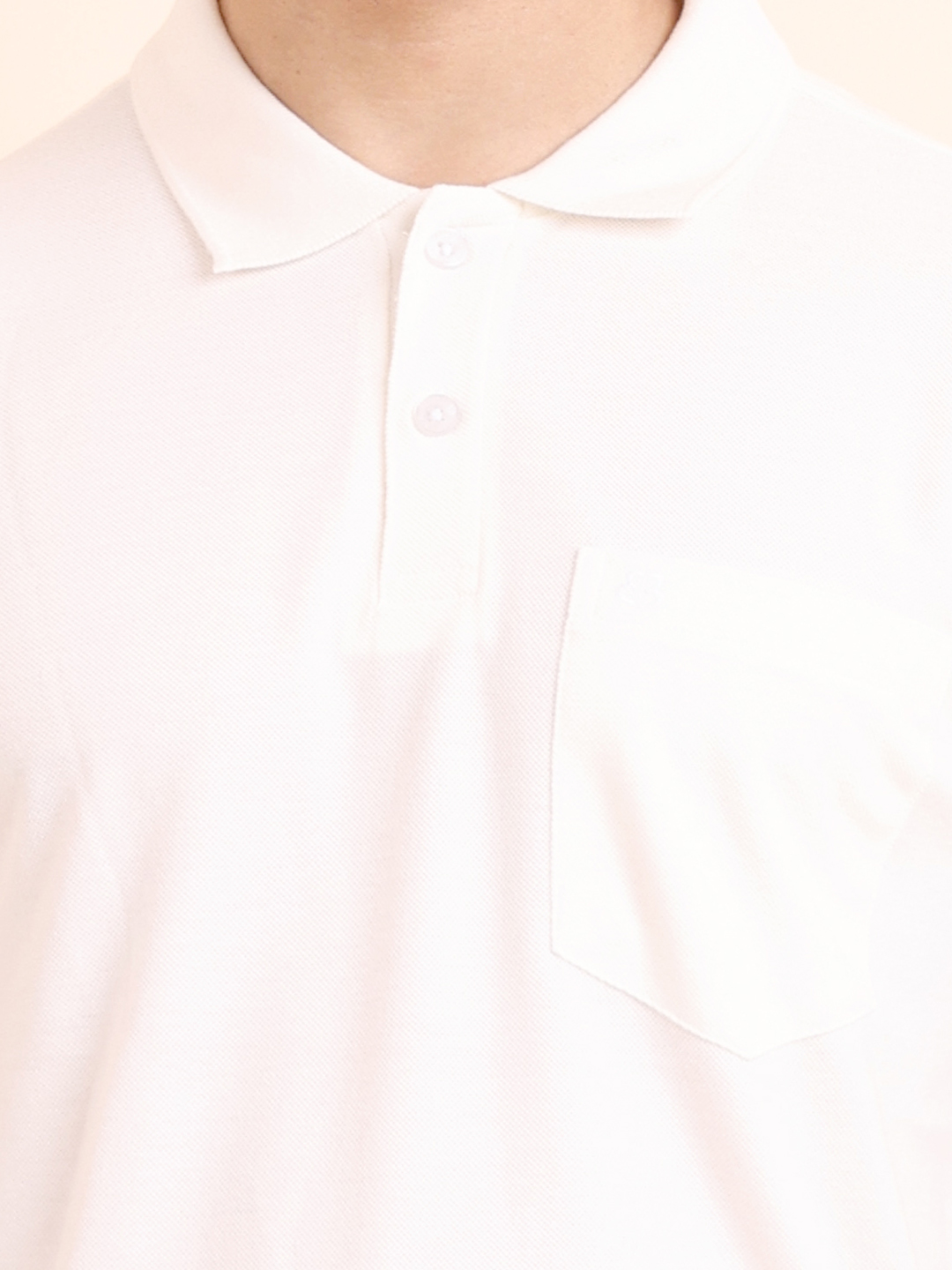 BASIC POLO NECK HALF SLEEVE TSHIRT - OFFWHITE