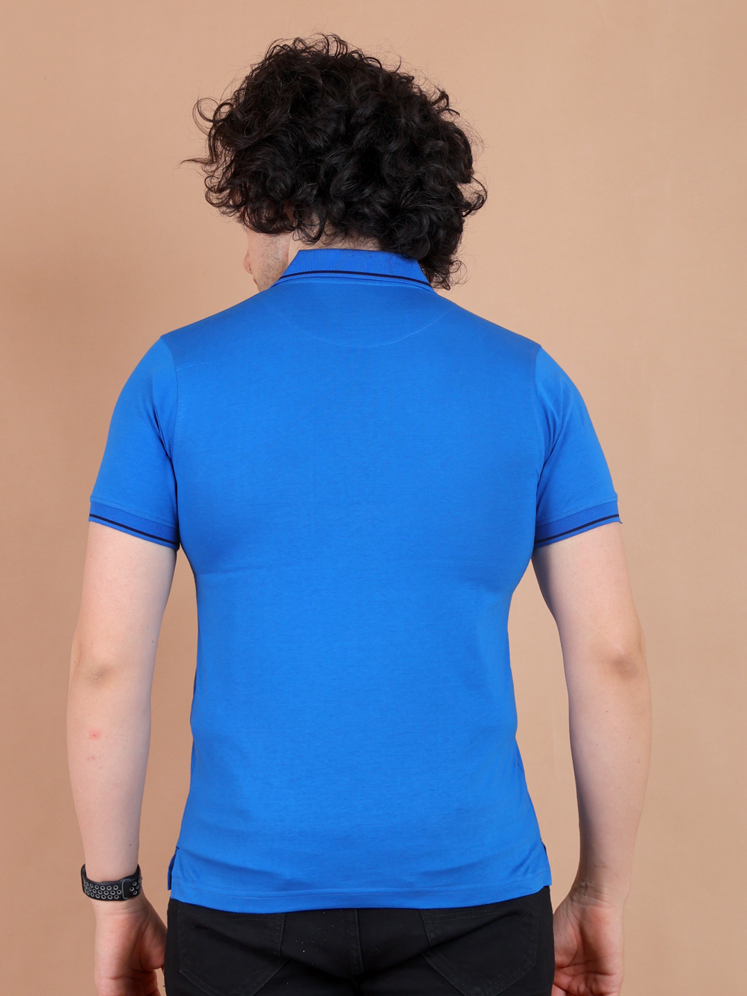 BASIC PREMIUM POLO NECK HALF SLEEVE TSHIRT - INKBLUE