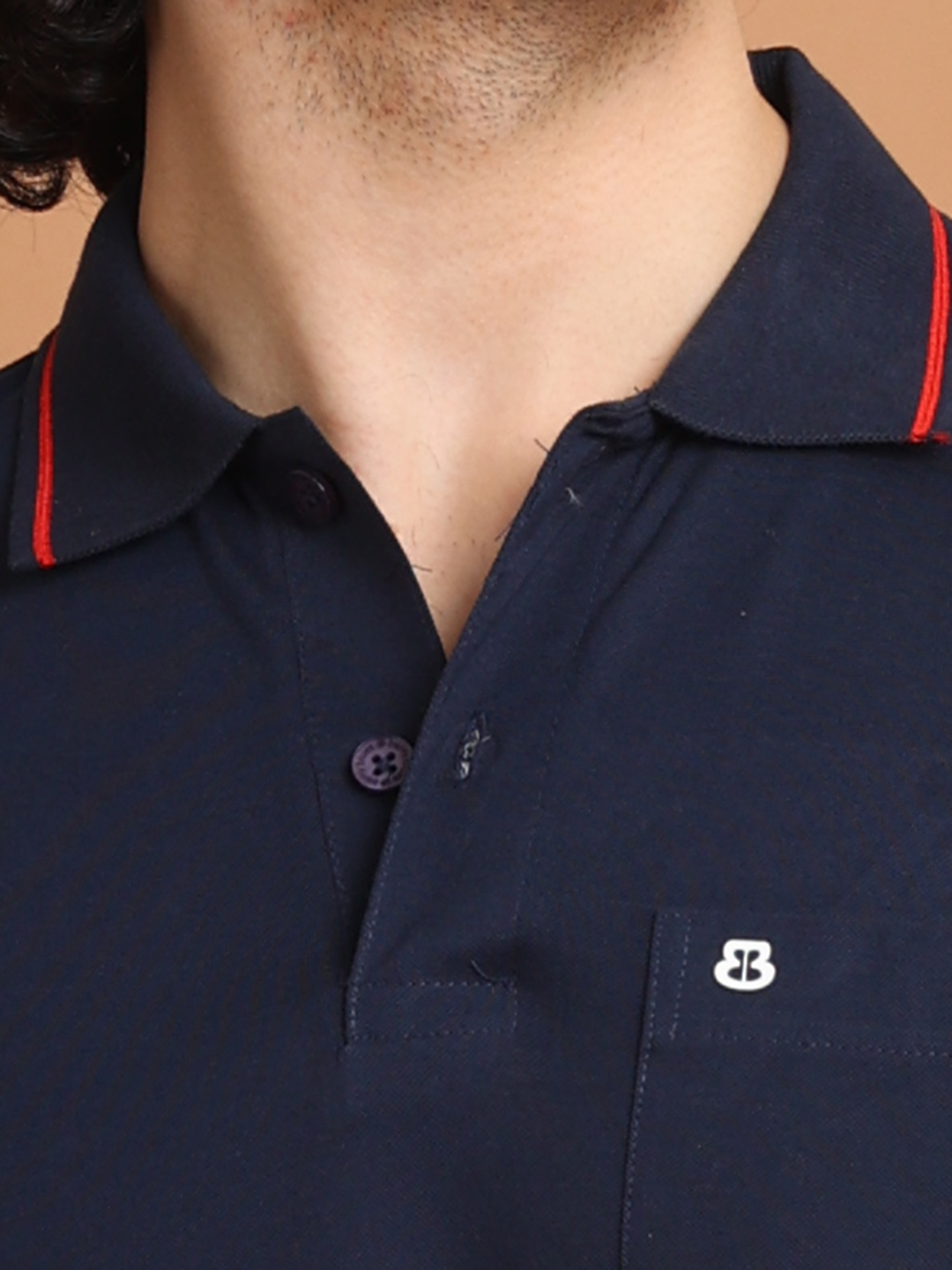 BASIC POLO NECK HALF SLEEVE - NAVY