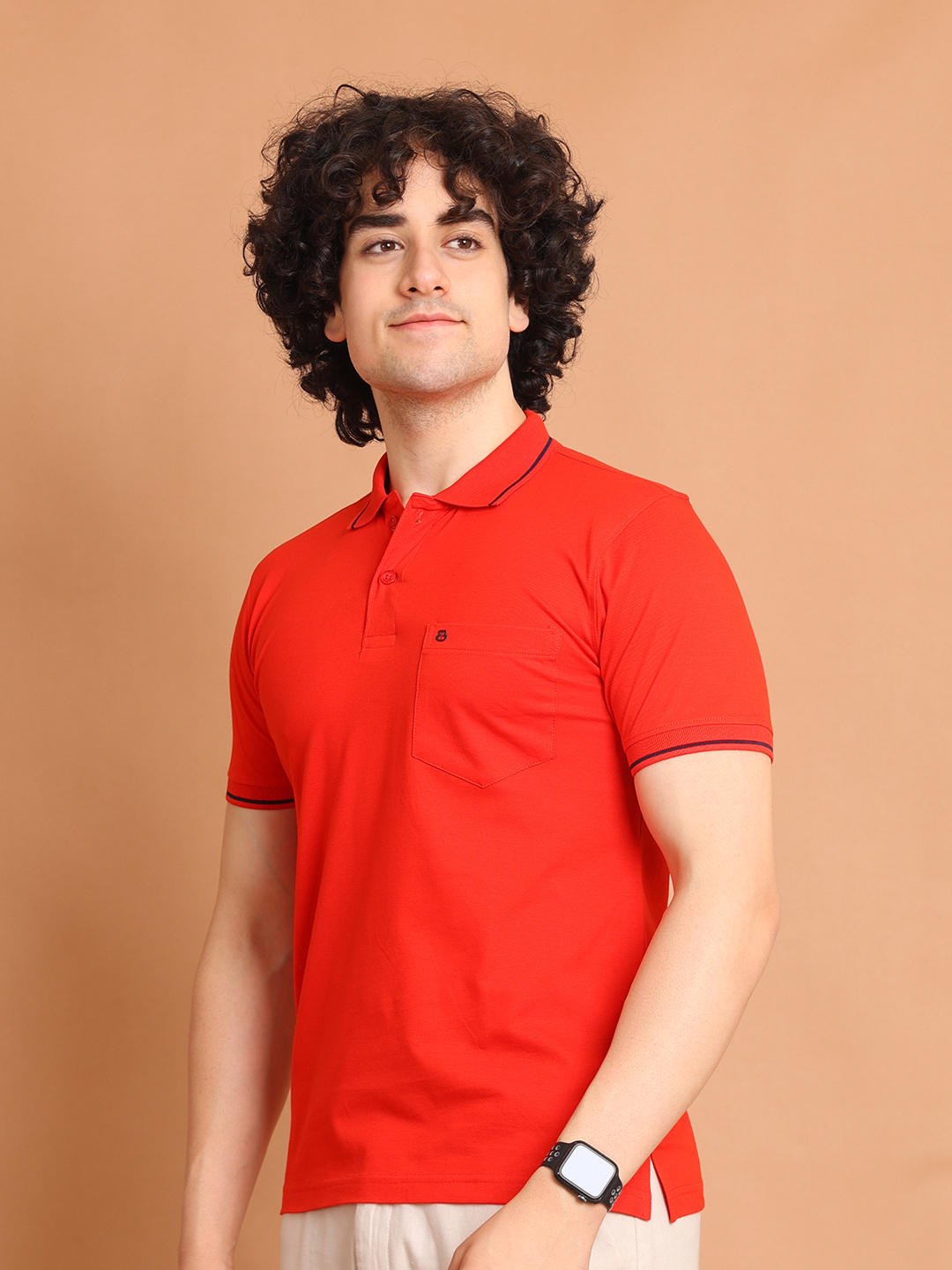 BASIC POLO NECK HALF SLEEVE - RED
