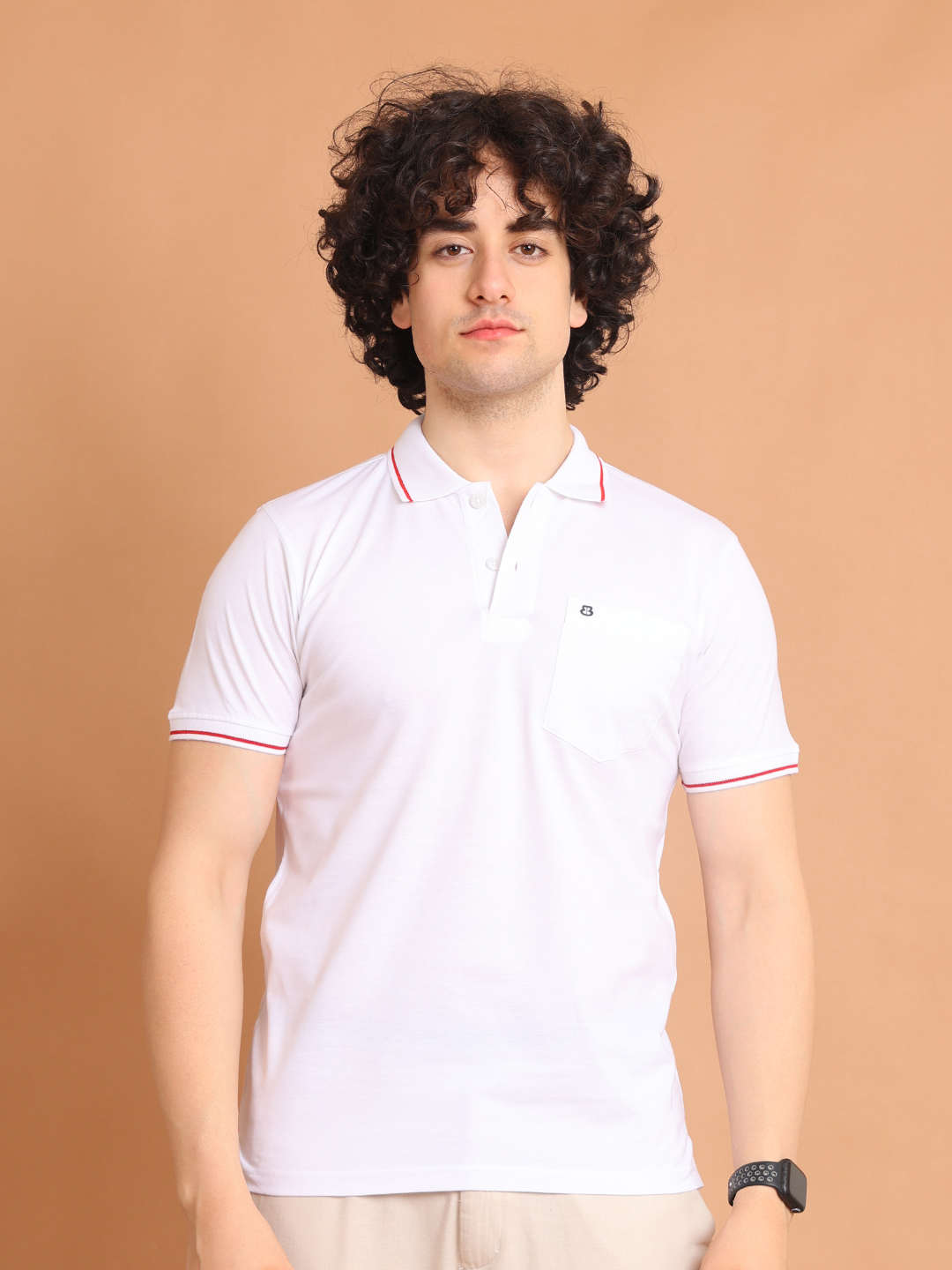 BASIC POLO NECK HALF SLEEVE - WHITE